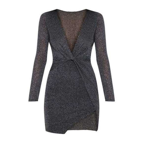 PRETTY LITTLE THING Sparkly Plunge Dress Size 12 - Picture 4 of 8